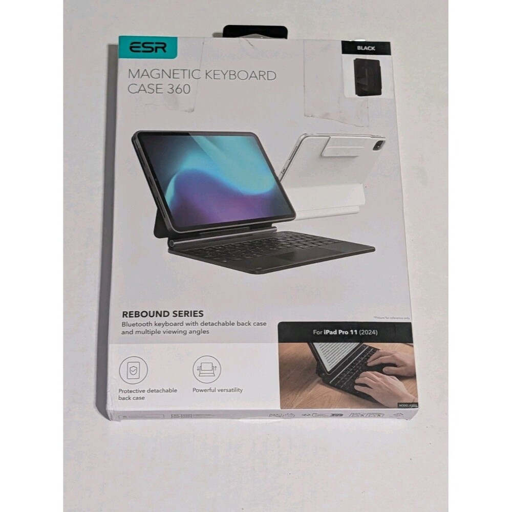 ESR Rebound Magnetic Keyboard Case 360 iPad Pro 11 2024 Bluetooth Black New